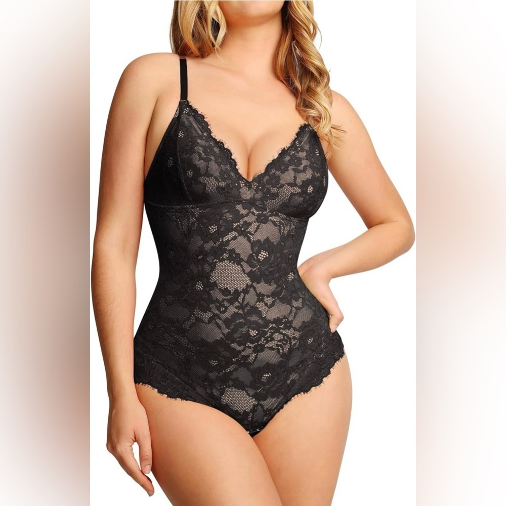Popilush Shapewear Bodysuit V Neck Tummy Control Backless Tank Tops Sleeveless